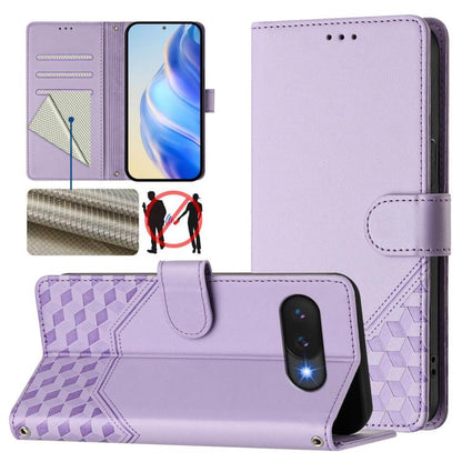 Honeycomb Embossing RFID Leather Phone Case, For Google Pixel 11 Pro XL, For Google Pixel 11 Pro / 11, For Google Pixel 10 Pro XL 5G Global, For Google Pixel 10 5G / 10 Pro 5G Global, For Google Pixel 9a, For Google Pixel 9 Pro XL                      ...