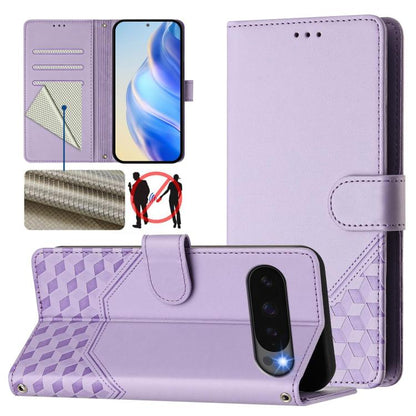 Honeycomb Embossing RFID Leather Phone Case, For Google Pixel 11 Pro XL, For Google Pixel 11 Pro / 11, For Google Pixel 10 Pro XL 5G Global, For Google Pixel 10 5G / 10 Pro 5G Global, For Google Pixel 9a, For Google Pixel 9 Pro XL                      ...
