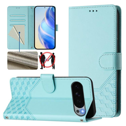 Honeycomb Embossing RFID Leather Phone Case, For Google Pixel 11 Pro XL, For Google Pixel 11 Pro / 11, For Google Pixel 10 Pro XL 5G Global, For Google Pixel 10 5G / 10 Pro 5G Global, For Google Pixel 9a, For Google Pixel 9 Pro XL