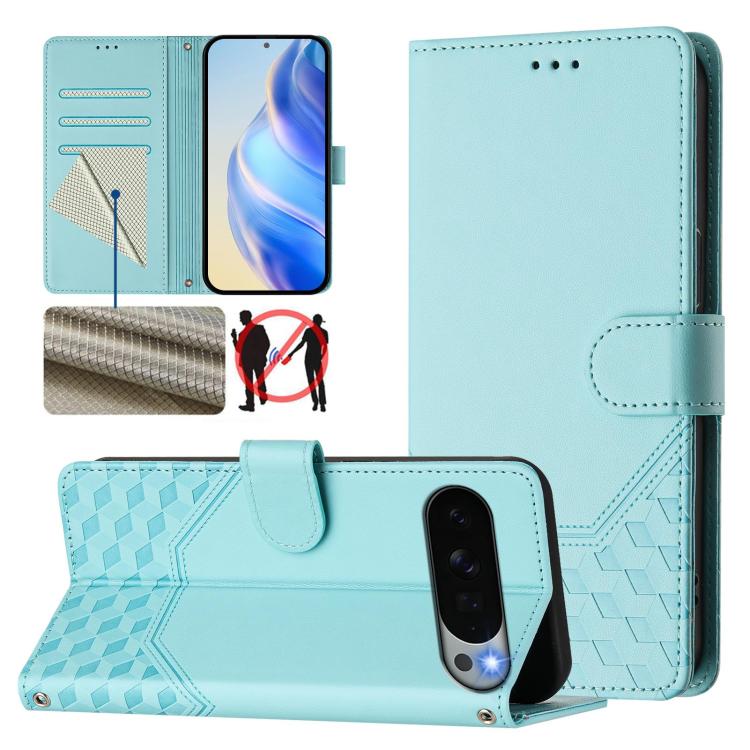 Honeycomb Embossing RFID Leather Phone Case, For Google Pixel 11 Pro XL, For Google Pixel 11 Pro / 11, For Google Pixel 10 Pro XL 5G Global, For Google Pixel 10 5G / 10 Pro 5G Global, For Google Pixel 9a, For Google Pixel 9 Pro XL                      ...