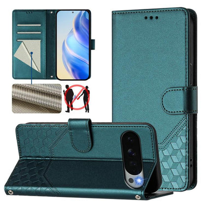 Honeycomb Embossing RFID Leather Phone Case, For Google Pixel 11 Pro XL, For Google Pixel 11 Pro / 11, For Google Pixel 10 Pro XL 5G Global, For Google Pixel 10 5G / 10 Pro 5G Global, For Google Pixel 9a, For Google Pixel 9 Pro XL                      ...