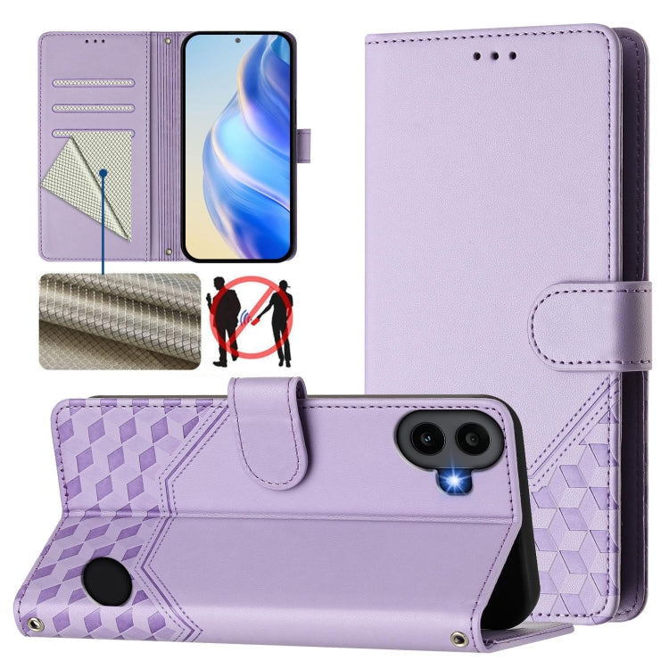 Honeycomb Embossing RFID Leather Phone Case, For Nothing Phone 4a Pro, For Nothing Phone 4a, For Nothing Phone 1, For Nothing Phone 2a