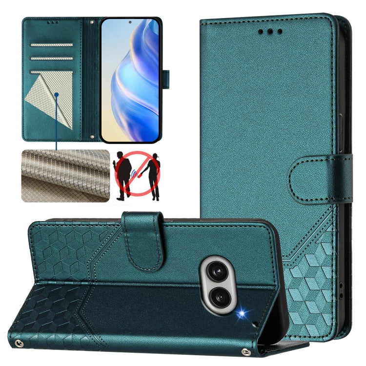 Honeycomb Embossing RFID Leather Phone Case, For Nothing Phone 4a Pro, For Nothing Phone 4a, For Nothing Phone 1, For Nothing Phone 2a