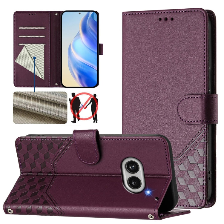Honeycomb Embossing RFID Leather Phone Case, For Nothing Phone 4a Pro, For Nothing Phone 4a, For Nothing Phone 1, For Nothing Phone 2a