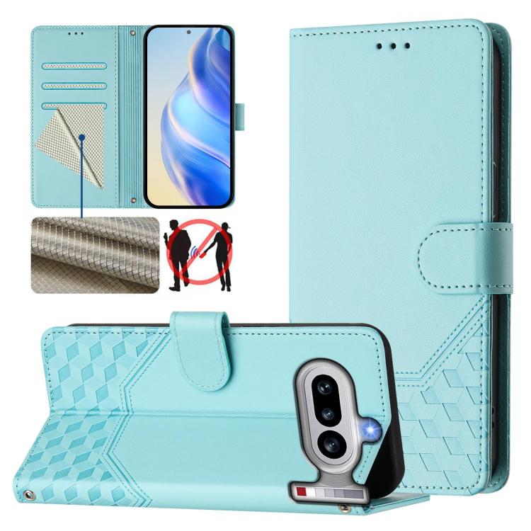 Honeycomb Embossing RFID Leather Phone Case, For Nothing Phone 4a Pro, For Nothing Phone 4a, For Nothing Phone 1, For Nothing Phone 2a