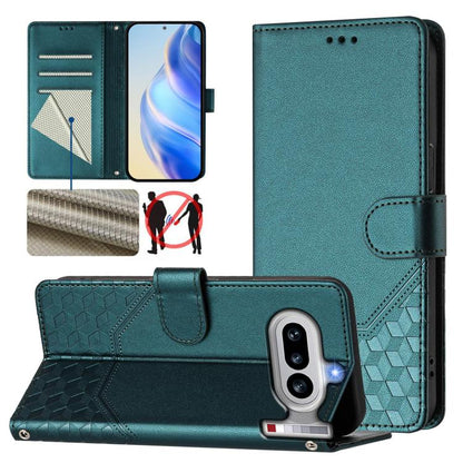 Honeycomb Embossing RFID Leather Phone Case, For Nothing Phone 4a Pro, For Nothing Phone 4a, For Nothing Phone 1, For Nothing Phone 2a