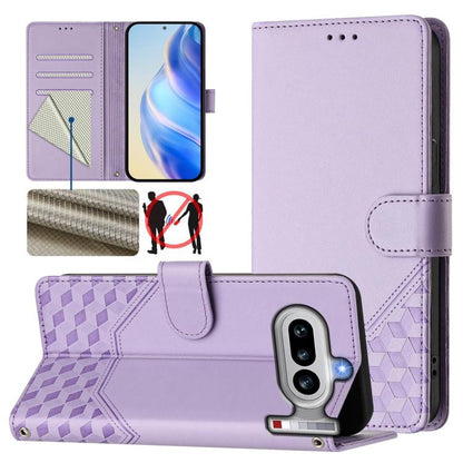 Honeycomb Embossing RFID Leather Phone Case, For Nothing Phone 4a Pro, For Nothing Phone 4a, For Nothing Phone 1, For Nothing Phone 2a