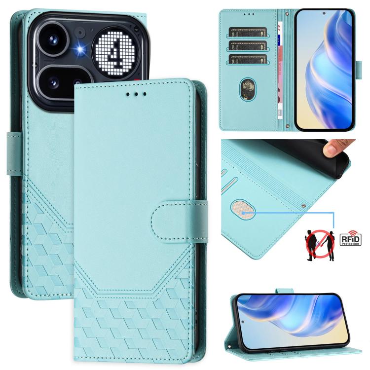 Honeycomb Embossing RFID Leather Phone Case, For Nothing Phone 4a Pro, For Nothing Phone 4a, For Nothing Phone 1, For Nothing Phone 2a