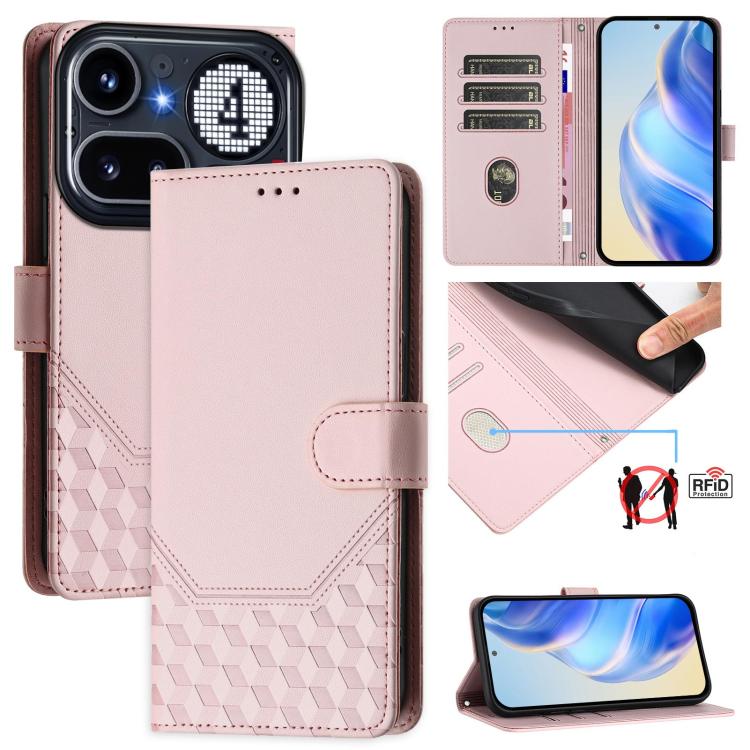 Honeycomb Embossing RFID Leather Phone Case, For Nothing Phone 4a Pro, For Nothing Phone 4a, For Nothing Phone 1, For Nothing Phone 2a