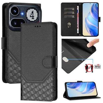 Honeycomb Embossing RFID Leather Phone Case, For Nothing Phone 4a Pro, For Nothing Phone 4a, For Nothing Phone 1, For Nothing Phone 2a