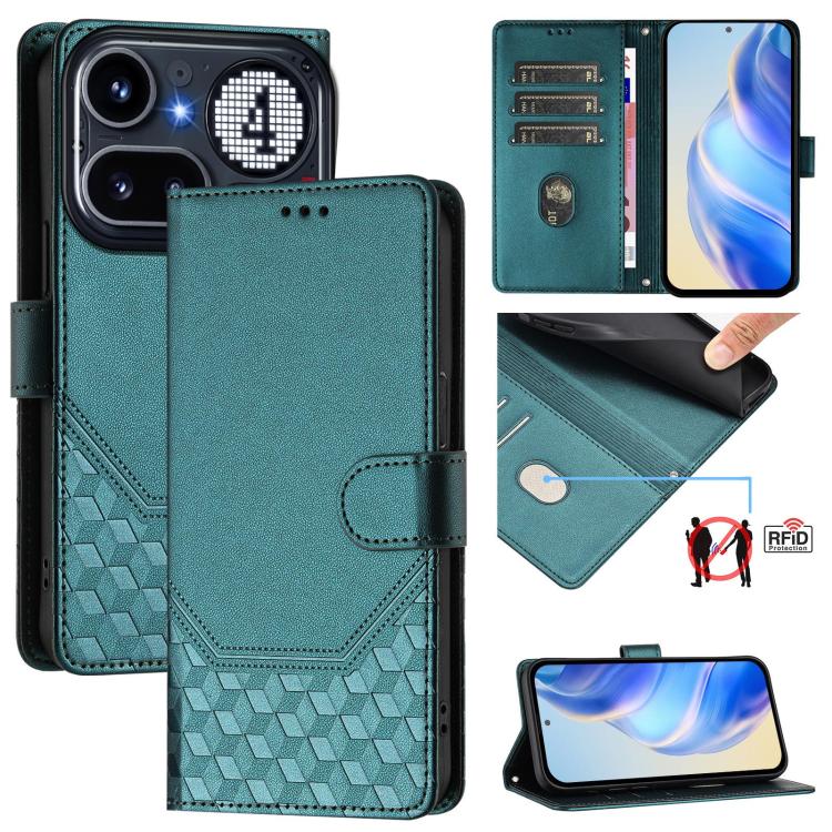Honeycomb Embossing RFID Leather Phone Case, For Nothing Phone 4a Pro, For Nothing Phone 4a, For Nothing Phone 1, For Nothing Phone 2a