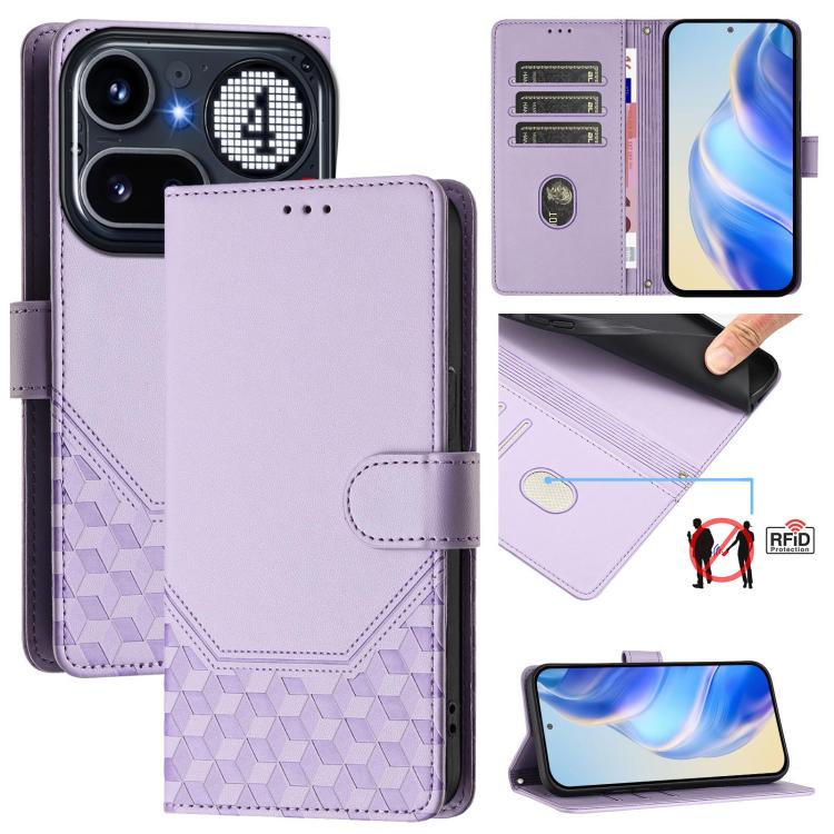 Honeycomb Embossing RFID Leather Phone Case, For Nothing Phone 4a Pro, For Nothing Phone 4a, For Nothing Phone 1, For Nothing Phone 2a