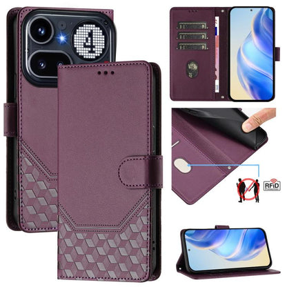 Honeycomb Embossing RFID Leather Phone Case, For Nothing Phone 4a Pro, For Nothing Phone 4a, For Nothing Phone 1, For Nothing Phone 2a