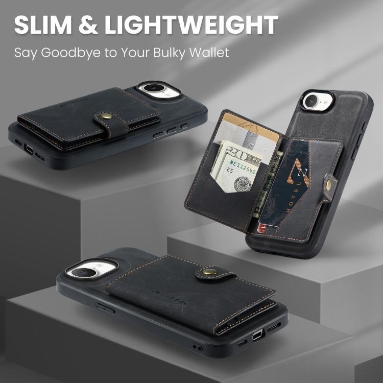 JEEHOOD J01 Retro Magnetic Detachable Wallet Phone Case, For iPhone 17e / 16e, For iPhone 17 Pro Max, For iPhone 17 Pro, For iPhone Air, For iPhone 16 Pro Max, For iPhone 16 Pro