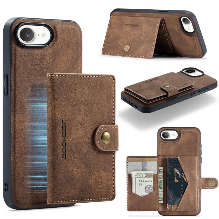 JEEHOOD J01 Retro Magnetic Detachable Wallet Phone Case, For iPhone 17e / 16e, For iPhone 17 Pro Max, For iPhone 17 Pro, For iPhone Air, For iPhone 16 Pro Max, For iPhone 16 Pro