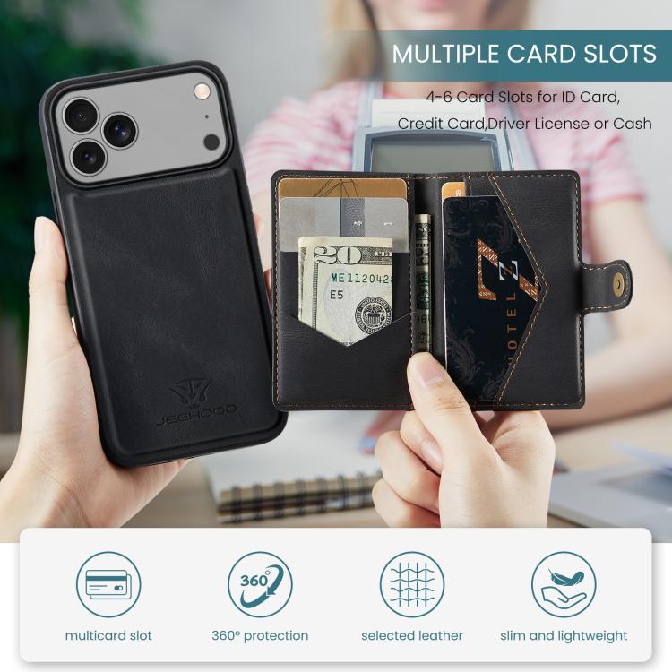 JEEHOOD J01 Retro Magnetic Detachable Wallet Phone Case