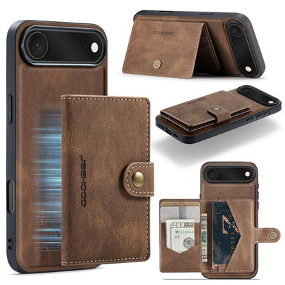 JEEHOOD J01 Retro Magnetic Detachable Wallet Phone Case, For iPhone 17e / 16e, For iPhone 17 Pro Max, For iPhone 17 Pro, For iPhone Air, For iPhone 16 Pro Max, For iPhone 16 Pro