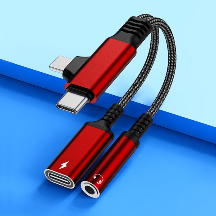 4 in 1 USB-C / Type-C, 8 Pin to 3.5mm, USB-C / Type-C Audio Adapter Cable, 4 in 1, 70mm