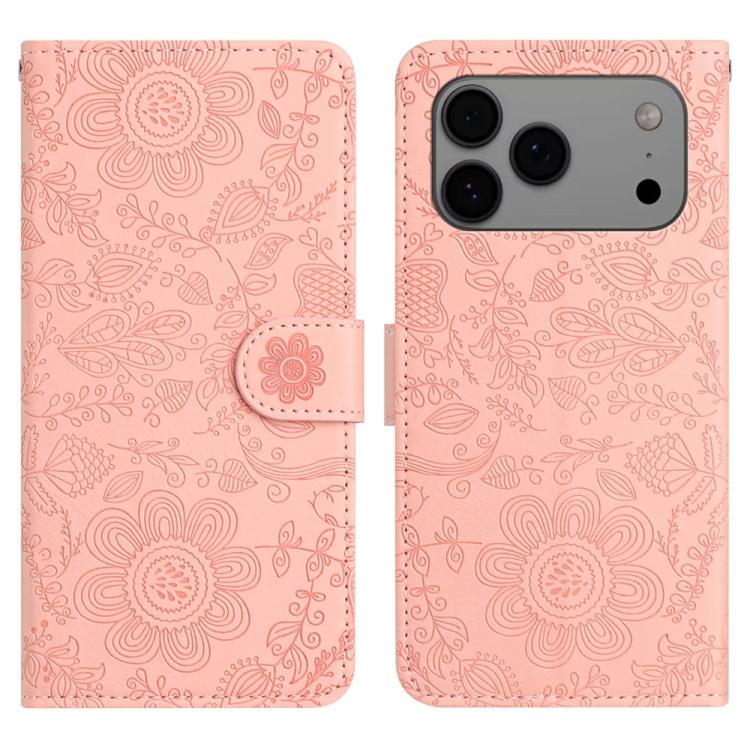 Floral Embossed Pattern Leather Phone Case, For iPhone 18 Pro / 17 Pro, For iPhone 18 Pro Max / 17 Pro Max, For iPhone 17e / 16e, For iPhone 17, For iPhone Air, For iPhone 16 Pro Max, For iPhone 16 Pro, For iPhone 16 Plus, For iPhone 16                ...