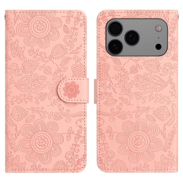 Floral Embossed Pattern Leather Phone Case, For iPhone 18 Pro / 17 Pro, For iPhone 18 Pro Max / 17 Pro Max, For iPhone 17e / 16e, For iPhone 17, For iPhone Air, For iPhone 16 Pro Max, For iPhone 16 Pro, For iPhone 16 Plus, For iPhone 16                ...
