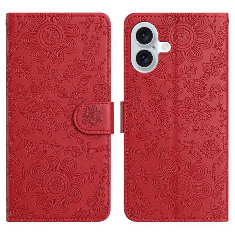 Floral Embossed Pattern Leather Phone Case, For iPhone 18 Pro / 17 Pro, For iPhone 18 Pro Max / 17 Pro Max, For iPhone 17e / 16e, For iPhone 17, For iPhone Air, For iPhone 16 Pro Max, For iPhone 16 Pro, For iPhone 16 Plus, For iPhone 16                ...