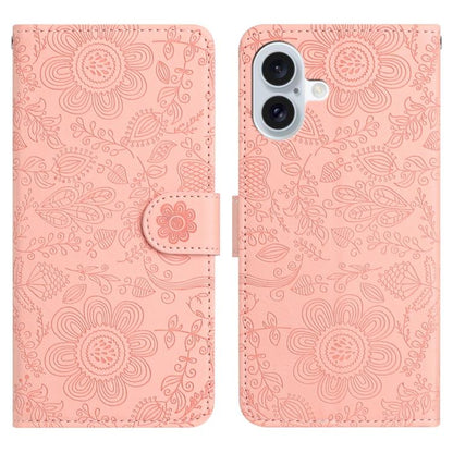 Floral Embossed Pattern Leather Phone Case, For iPhone 18 Pro / 17 Pro, For iPhone 18 Pro Max / 17 Pro Max, For iPhone 17e / 16e, For iPhone 17, For iPhone Air, For iPhone 16 Pro Max, For iPhone 16 Pro, For iPhone 16 Plus, For iPhone 16                ...