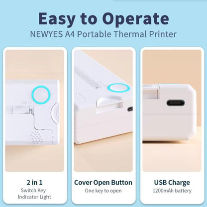 A41 203DPI Portable Tattoo Printer Office Study Bluetooth HD Thermal Printer, A41