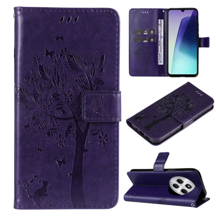 Tree & Cat Embossed Pattern Flip Leather Phone Case, For Redmi A5 4G 173.3mm, For Redmi Note 14S 4G / Note 13 Pro 4G, For Redmi K80 / K80 Pro, For Redmi Note 14 4G Global 163.25mm, For Redmi Note 14 5G, For Redmi Note 14 Pro / 14 Pro+ 5G               ...