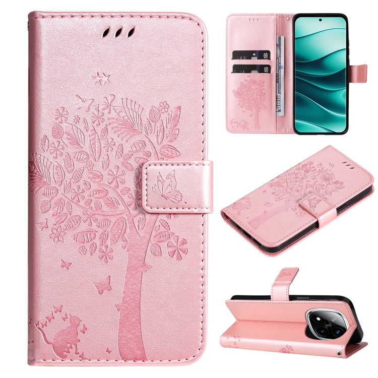 Tree & Cat Embossed Pattern Flip Leather Phone Case, For Redmi A5 4G 173.3mm, For Redmi Note 14S 4G / Note 13 Pro 4G, For Redmi K80 / K80 Pro, For Redmi Note 14 4G Global 163.25mm, For Redmi Note 14 5G, For Redmi Note 14 Pro / 14 Pro+ 5G               ...
