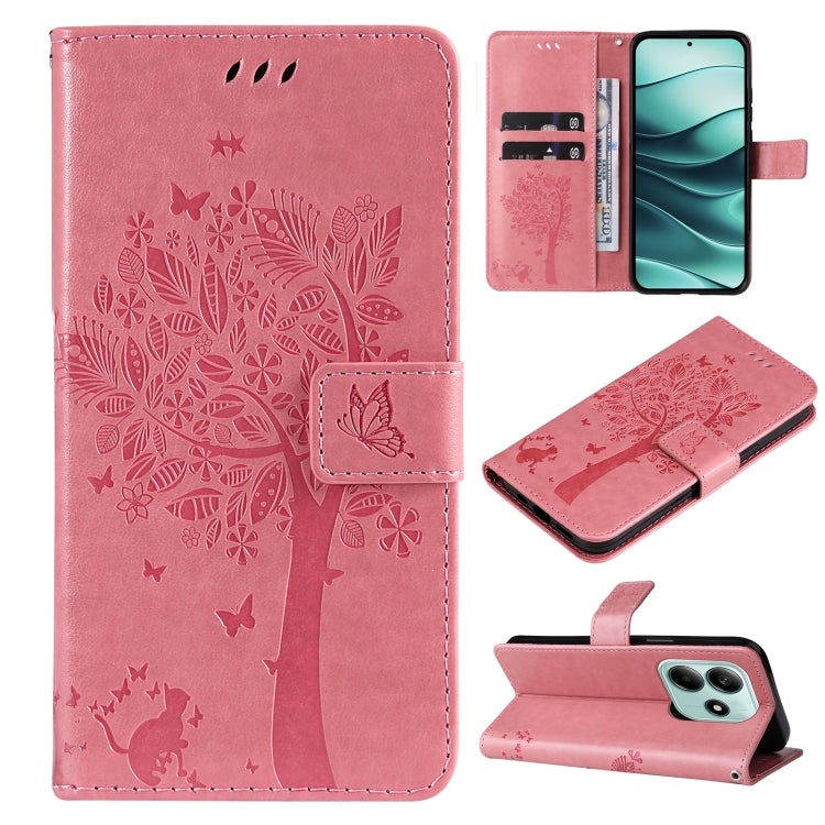 Tree & Cat Embossed Pattern Flip Leather Phone Case, For Redmi A5 4G 173.3mm, For Redmi Note 14S 4G / Note 13 Pro 4G, For Redmi K80 / K80 Pro, For Redmi Note 14 4G Global 163.25mm, For Redmi Note 14 5G, For Redmi Note 14 Pro / 14 Pro+ 5G               ...