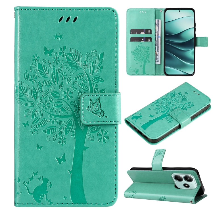 Tree & Cat Embossed Pattern Flip Leather Phone Case, For Redmi A5 4G 173.3mm, For Redmi Note 14S 4G / Note 13 Pro 4G, For Redmi K80 / K80 Pro, For Redmi Note 14 4G Global 163.25mm, For Redmi Note 14 5G, For Redmi Note 14 Pro / 14 Pro+ 5G               ...