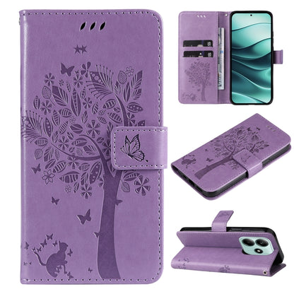 Tree & Cat Embossed Pattern Flip Leather Phone Case, For Redmi A5 4G 173.3mm, For Redmi Note 14S 4G / Note 13 Pro 4G, For Redmi K80 / K80 Pro, For Redmi Note 14 4G Global 163.25mm, For Redmi Note 14 5G, For Redmi Note 14 Pro / 14 Pro+ 5G               ...