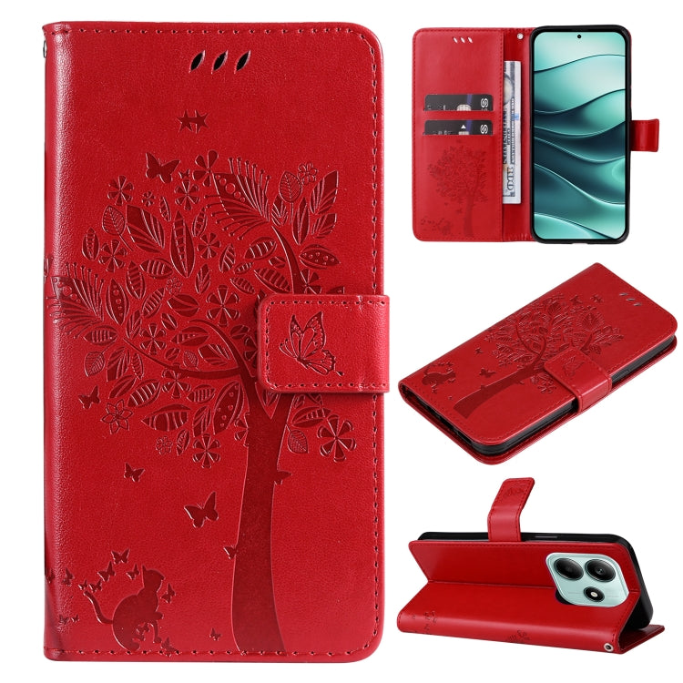 Tree & Cat Embossed Pattern Flip Leather Phone Case, For Redmi A5 4G 173.3mm, For Redmi Note 14S 4G / Note 13 Pro 4G, For Redmi K80 / K80 Pro, For Redmi Note 14 4G Global 163.25mm, For Redmi Note 14 5G, For Redmi Note 14 Pro / 14 Pro+ 5G               ...