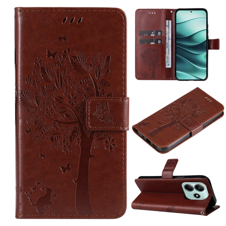 Tree & Cat Embossed Pattern Flip Leather Phone Case, For Redmi A5 4G 173.3mm, For Redmi Note 14S 4G / Note 13 Pro 4G, For Redmi K80 / K80 Pro, For Redmi Note 14 4G Global 163.25mm, For Redmi Note 14 5G, For Redmi Note 14 Pro / 14 Pro+ 5G               ...