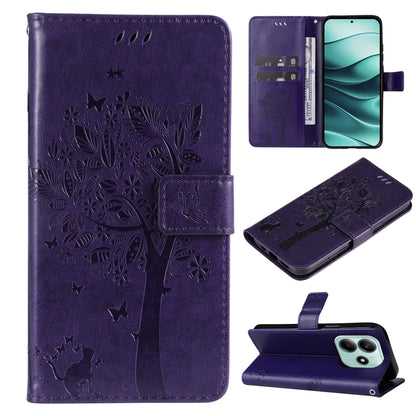 Tree & Cat Embossed Pattern Flip Leather Phone Case, For Redmi A5 4G 173.3mm, For Redmi Note 14S 4G / Note 13 Pro 4G, For Redmi K80 / K80 Pro, For Redmi Note 14 4G Global 163.25mm, For Redmi Note 14 5G, For Redmi Note 14 Pro / 14 Pro+ 5G               ...