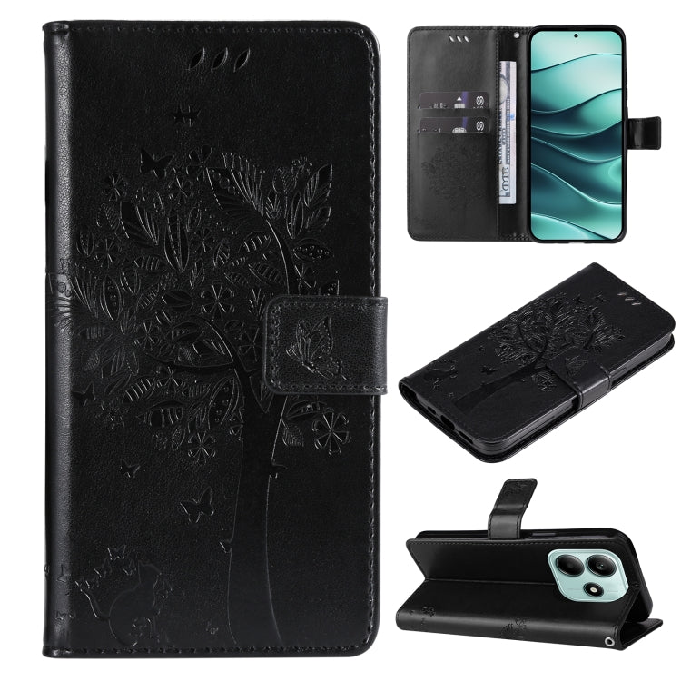 Tree & Cat Embossed Pattern Flip Leather Phone Case, For Redmi A5 4G 173.3mm, For Redmi Note 14S 4G / Note 13 Pro 4G, For Redmi K80 / K80 Pro, For Redmi Note 14 4G Global 163.25mm, For Redmi Note 14 5G, For Redmi Note 14 Pro / 14 Pro+ 5G               ...