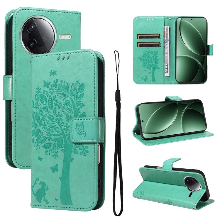 Tree & Cat Embossed Pattern Flip Leather Phone Case, For Redmi A5 4G 173.3mm, For Redmi Note 14S 4G / Note 13 Pro 4G, For Redmi K80 / K80 Pro, For Redmi Note 14 4G Global 163.25mm, For Redmi Note 14 5G, For Redmi Note 14 Pro / 14 Pro+ 5G               ...