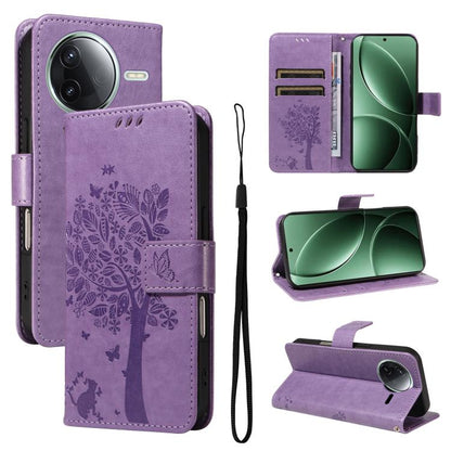 Tree & Cat Embossed Pattern Flip Leather Phone Case, For Redmi A5 4G 173.3mm, For Redmi Note 14S 4G / Note 13 Pro 4G, For Redmi K80 / K80 Pro, For Redmi Note 14 4G Global 163.25mm, For Redmi Note 14 5G, For Redmi Note 14 Pro / 14 Pro+ 5G               ...
