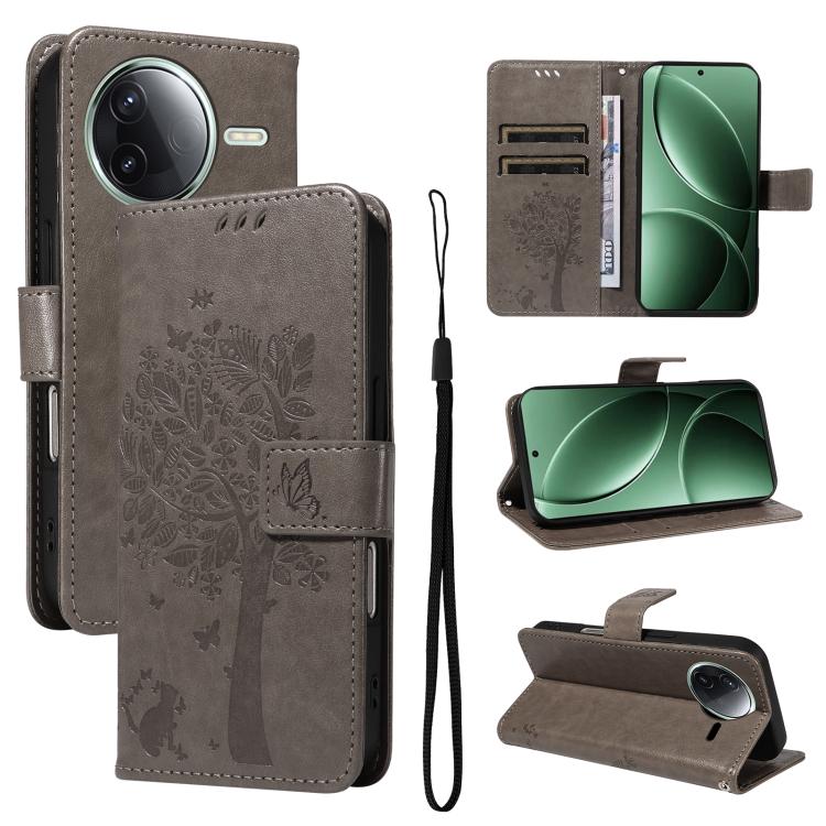 Tree & Cat Embossed Pattern Flip Leather Phone Case, For Redmi A5 4G 173.3mm, For Redmi Note 14S 4G / Note 13 Pro 4G, For Redmi K80 / K80 Pro, For Redmi Note 14 4G Global 163.25mm, For Redmi Note 14 5G, For Redmi Note 14 Pro / 14 Pro+ 5G               ...