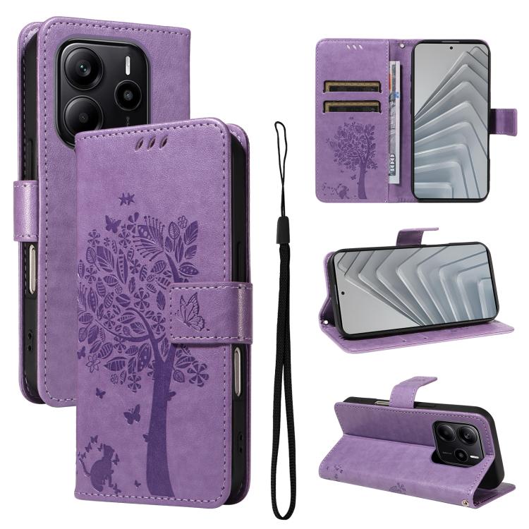 Tree & Cat Embossed Pattern Flip Leather Phone Case, For Redmi A5 4G 173.3mm, For Redmi Note 14S 4G / Note 13 Pro 4G, For Redmi K80 / K80 Pro, For Redmi Note 14 4G Global 163.25mm, For Redmi Note 14 5G, For Redmi Note 14 Pro / 14 Pro+ 5G               ...