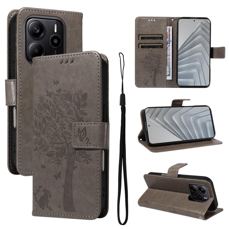 Tree & Cat Embossed Pattern Flip Leather Phone Case, For Redmi A5 4G 173.3mm, For Redmi Note 14S 4G / Note 13 Pro 4G, For Redmi K80 / K80 Pro, For Redmi Note 14 4G Global 163.25mm, For Redmi Note 14 5G, For Redmi Note 14 Pro / 14 Pro+ 5G               ...