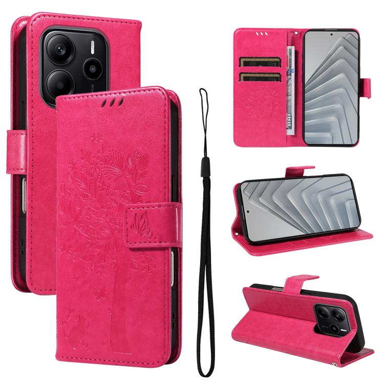 Tree & Cat Embossed Pattern Flip Leather Phone Case, For Redmi A5 4G 173.3mm, For Redmi Note 14S 4G / Note 13 Pro 4G, For Redmi K80 / K80 Pro, For Redmi Note 14 4G Global 163.25mm, For Redmi Note 14 5G, For Redmi Note 14 Pro / 14 Pro+ 5G               ...
