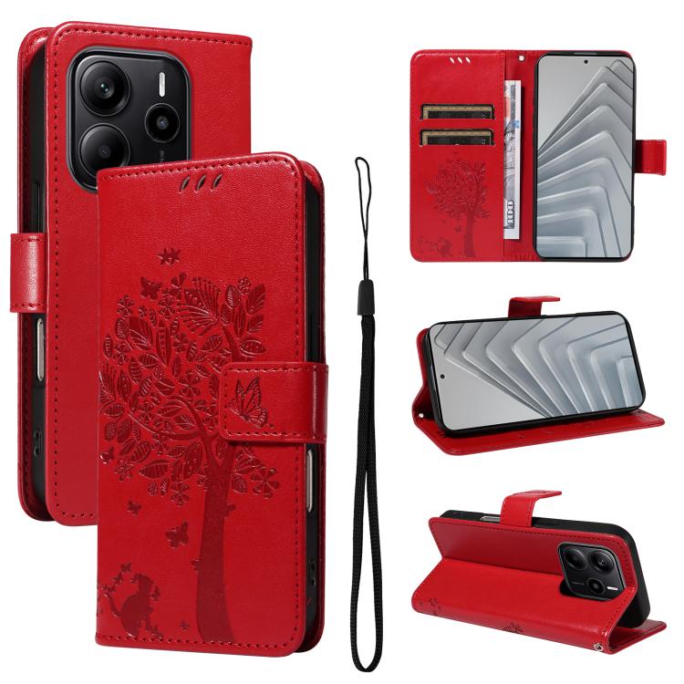 Tree & Cat Embossed Pattern Flip Leather Phone Case, For Redmi A5 4G 173.3mm, For Redmi Note 14S 4G / Note 13 Pro 4G, For Redmi K80 / K80 Pro, For Redmi Note 14 4G Global 163.25mm, For Redmi Note 14 5G, For Redmi Note 14 Pro / 14 Pro+ 5G               ...