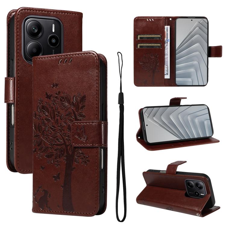 Tree & Cat Embossed Pattern Flip Leather Phone Case, For Redmi A5 4G 173.3mm, For Redmi Note 14S 4G / Note 13 Pro 4G, For Redmi K80 / K80 Pro, For Redmi Note 14 4G Global 163.25mm, For Redmi Note 14 5G, For Redmi Note 14 Pro / 14 Pro+ 5G               ...
