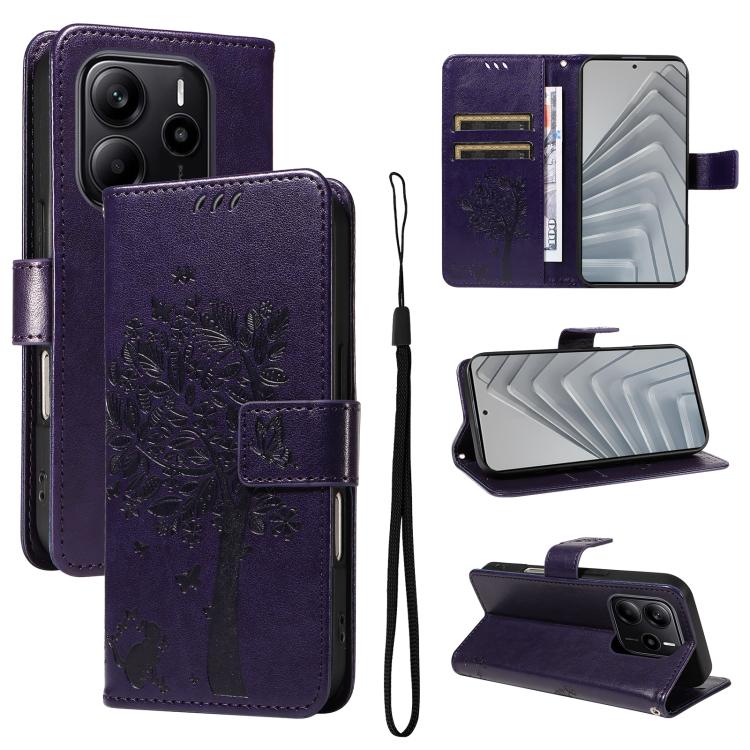 Tree & Cat Embossed Pattern Flip Leather Phone Case, For Redmi A5 4G 173.3mm, For Redmi Note 14S 4G / Note 13 Pro 4G, For Redmi K80 / K80 Pro, For Redmi Note 14 4G Global 163.25mm, For Redmi Note 14 5G, For Redmi Note 14 Pro / 14 Pro+ 5G               ...