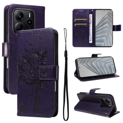 Tree & Cat Embossed Pattern Flip Leather Phone Case, For Redmi A5 4G 173.3mm, For Redmi Note 14S 4G / Note 13 Pro 4G, For Redmi K80 / K80 Pro, For Redmi Note 14 4G Global 163.25mm, For Redmi Note 14 5G, For Redmi Note 14 Pro / 14 Pro+ 5G               ...