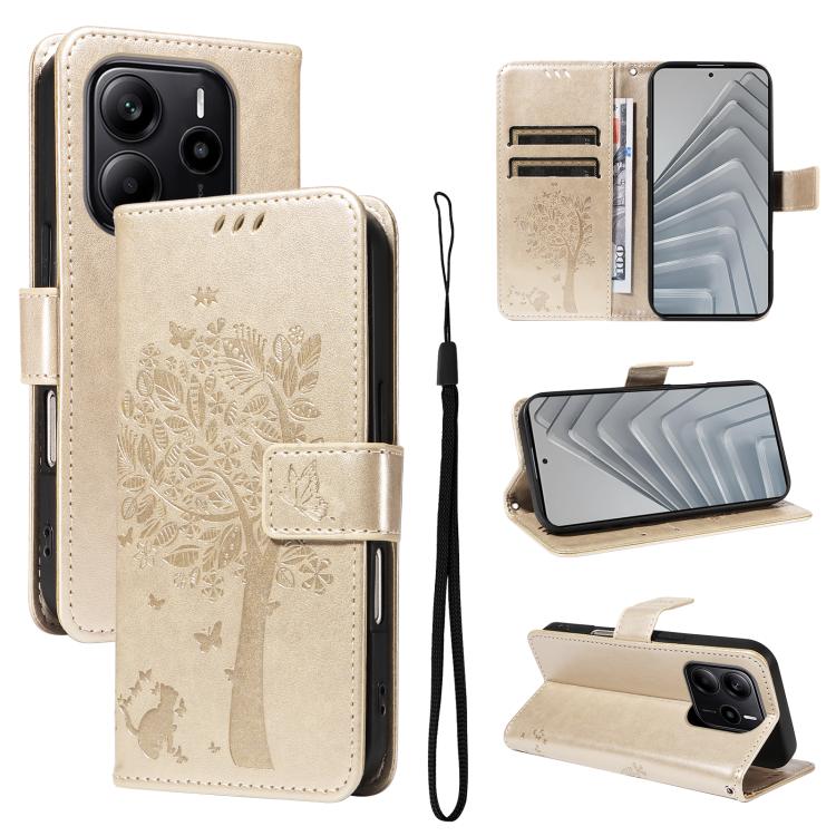 Tree & Cat Embossed Pattern Flip Leather Phone Case, For Redmi A5 4G 173.3mm, For Redmi Note 14S 4G / Note 13 Pro 4G, For Redmi K80 / K80 Pro, For Redmi Note 14 4G Global 163.25mm, For Redmi Note 14 5G, For Redmi Note 14 Pro / 14 Pro+ 5G               ...