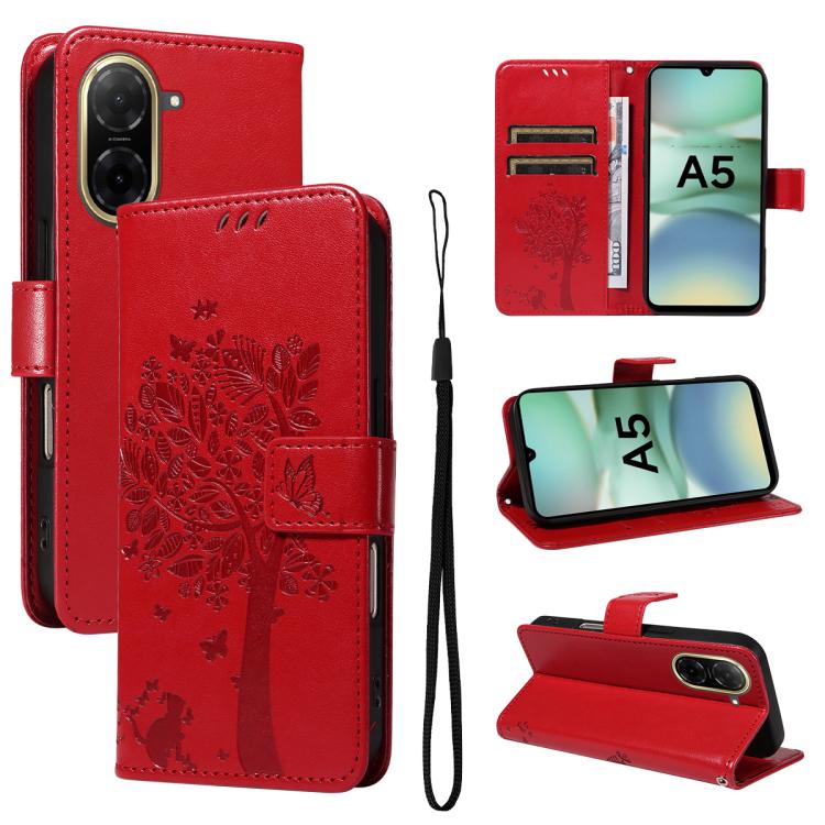 Tree & Cat Embossed Pattern Flip Leather Phone Case, For Redmi A5 4G 173.3mm, For Redmi Note 14S 4G / Note 13 Pro 4G, For Redmi K80 / K80 Pro, For Redmi Note 14 4G Global 163.25mm, For Redmi Note 14 5G, For Redmi Note 14 Pro / 14 Pro+ 5G               ...