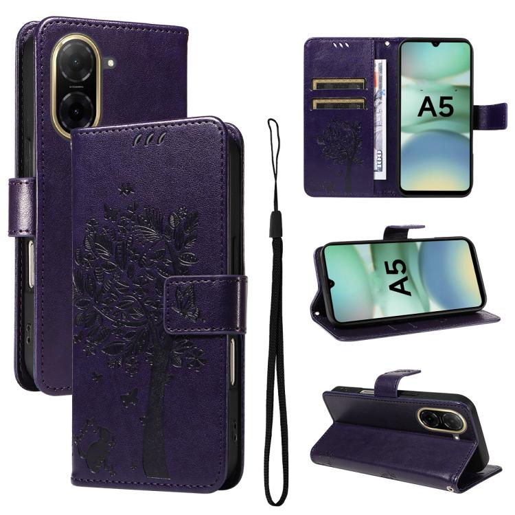 Tree & Cat Embossed Pattern Flip Leather Phone Case, For Redmi A5 4G 173.3mm, For Redmi Note 14S 4G / Note 13 Pro 4G, For Redmi K80 / K80 Pro, For Redmi Note 14 4G Global 163.25mm, For Redmi Note 14 5G, For Redmi Note 14 Pro / 14 Pro+ 5G               ...