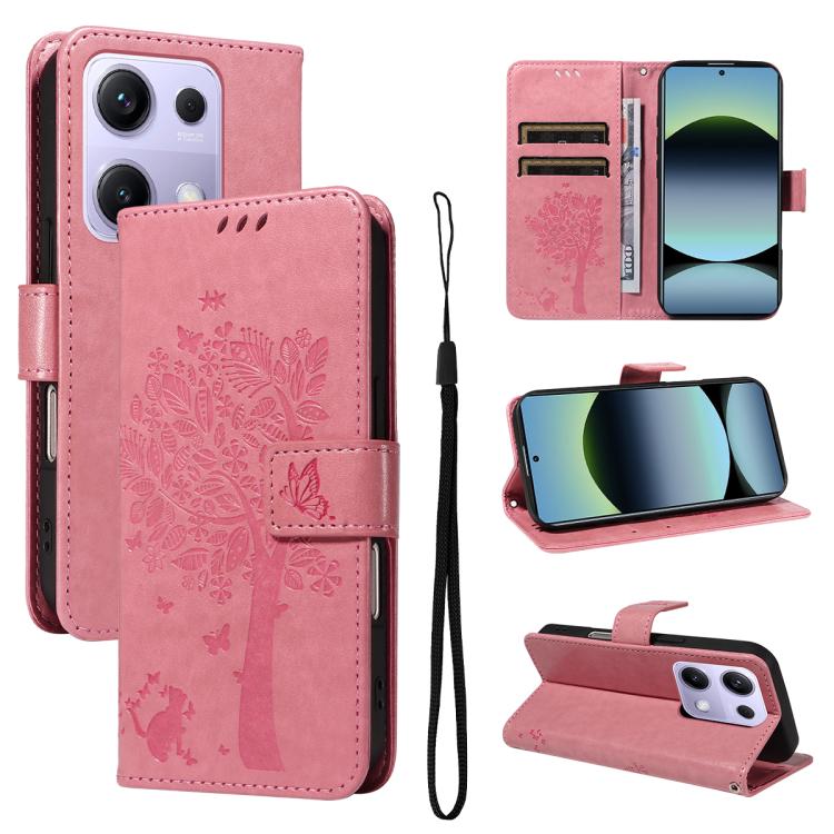 Tree & Cat Embossed Pattern Flip Leather Phone Case, For Redmi A5 4G 173.3mm, For Redmi Note 14S 4G / Note 13 Pro 4G, For Redmi K80 / K80 Pro, For Redmi Note 14 4G Global 163.25mm, For Redmi Note 14 5G, For Redmi Note 14 Pro / 14 Pro+ 5G               ...